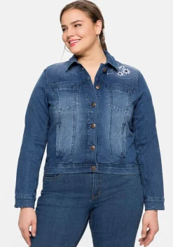 Kurze Jeansjacke mit Trachten-Stickereien<sheego Clearance