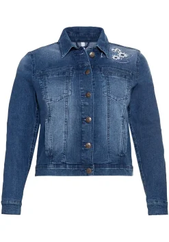 Kurze Jeansjacke mit Trachten-Stickereien<sheego Clearance