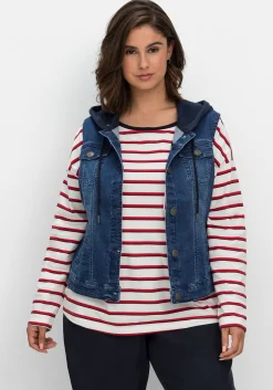 Kurze Jeansweste mit Sweatkapuze, in taillierter Form<sheego Sale