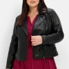 Kurze Lederjacke aus Lammnappa, im Biker-Stil<sheego Outlet