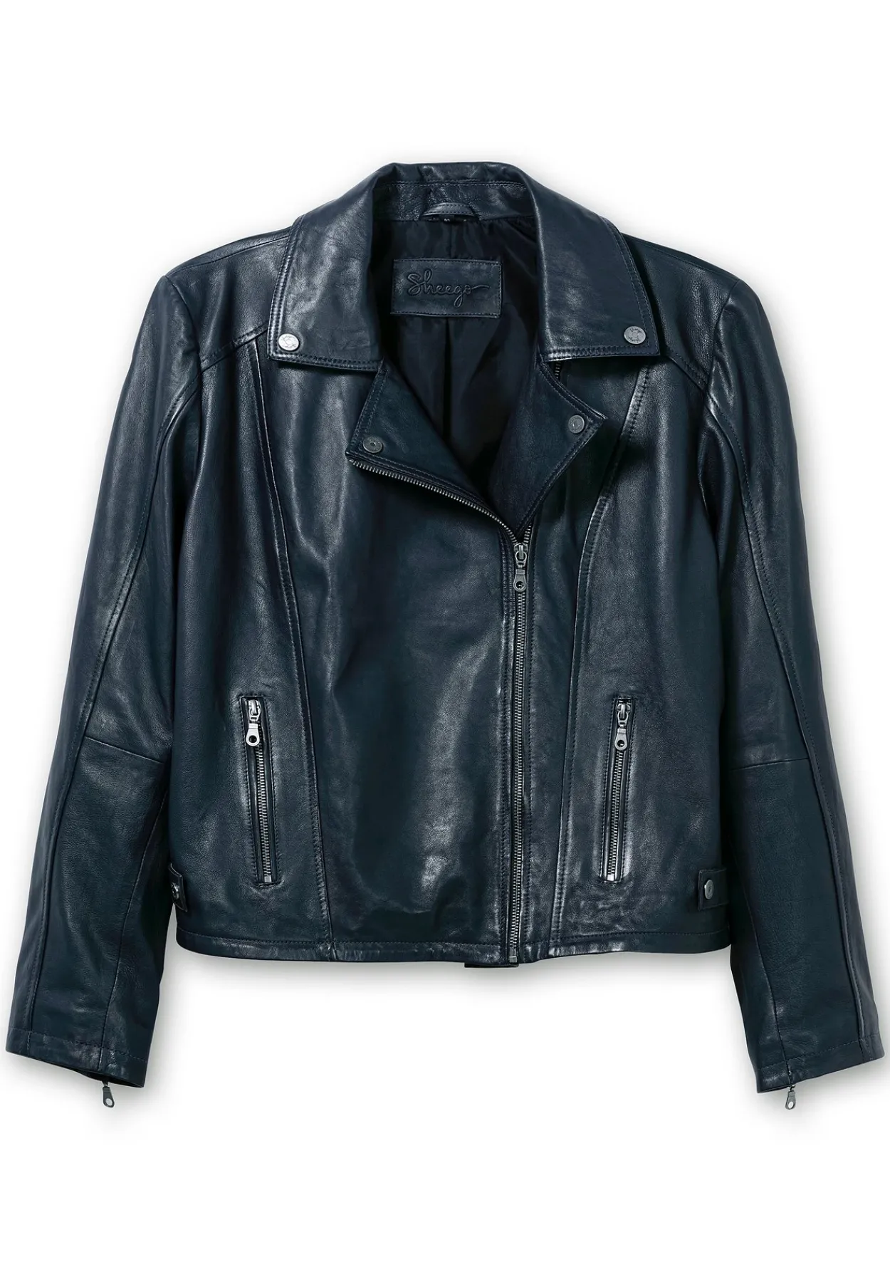 Kurze Lederjacke aus Lammnappa, im Biker-Stil<sheego Outlet