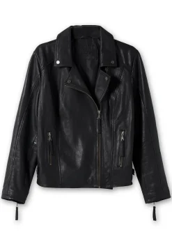Kurze Lederjacke aus Lammnappa, im Biker-Stil<sheego Outlet