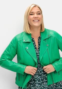 Kurze Lederjacke aus Lammnappa, im Biker-Stil<sheego Discount