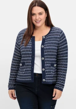 Kurze Strickjacke im Strukturstrick, mit Effektgarn<sheego Online