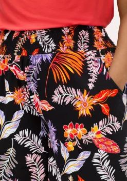 Kurze, weite Shorts mit Blätterprint und Smokbund<sheego Best