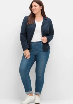Kurzer Sweatblazer mit Reverskragen und Zierknöpfen<sheego Fashion