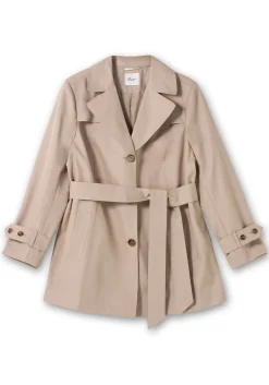 Kurzer Trenchcoat mit Gürtel, wasserabweisend<sheego Discount