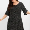 Kurzes Kleid mit 3/4-Arm und Pünktchendruck<sheego Outlet