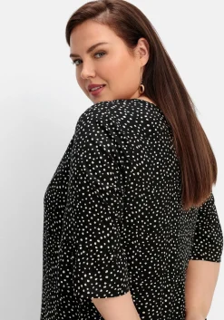 Kurzes Kleid mit 3/4-Arm und Pünktchendruck<sheego Outlet