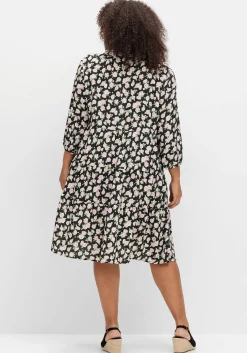 Kurzes Stufenkleid mit Blüten-Alloverdruck<sheego Outlet