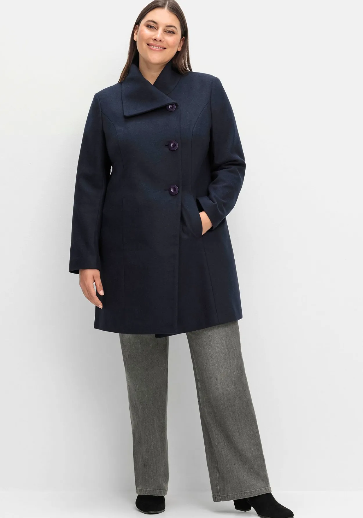 Kurzmantel mit asymmetrischem Kragen<sheego Clearance