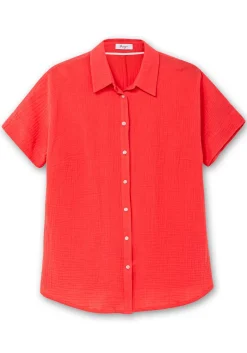 Kurzärmlige Hemdbluse aus Musselin<sheego Discount
