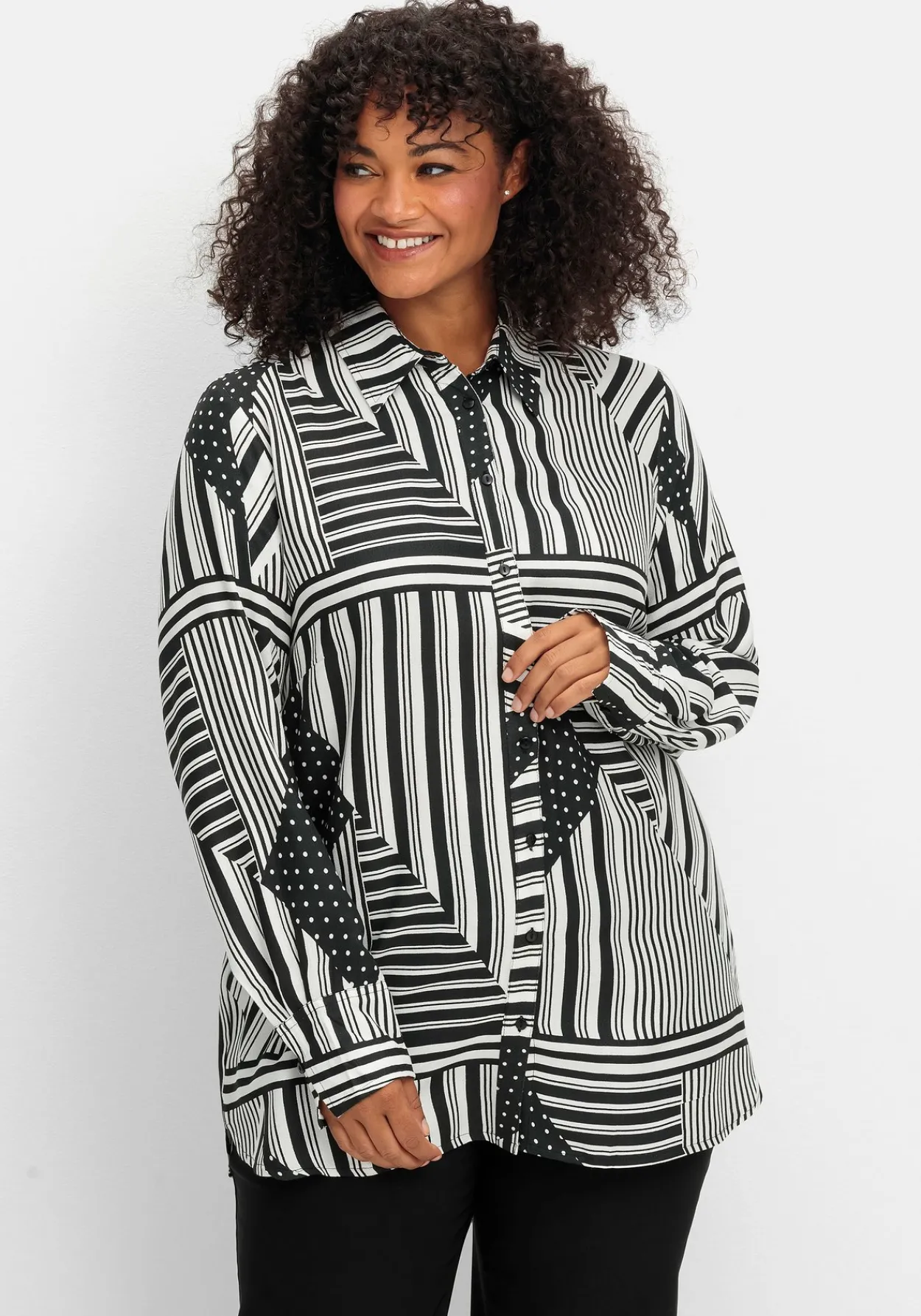 Langarmbluse im Mustermix mit Hemdkragen<sheego Fashion