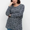 Langarmshirt aus Jersey mit Minimalprint<sheego Outlet