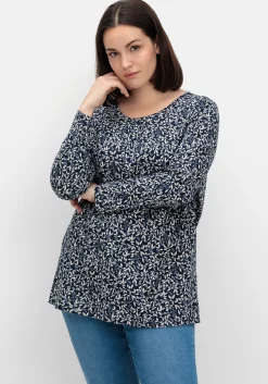 Langarmshirt aus Jersey mit Minimalprint<sheego Outlet