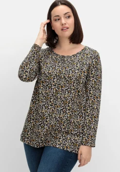 Langarmshirt aus Jersey mit Minimalprint<sheego Outlet