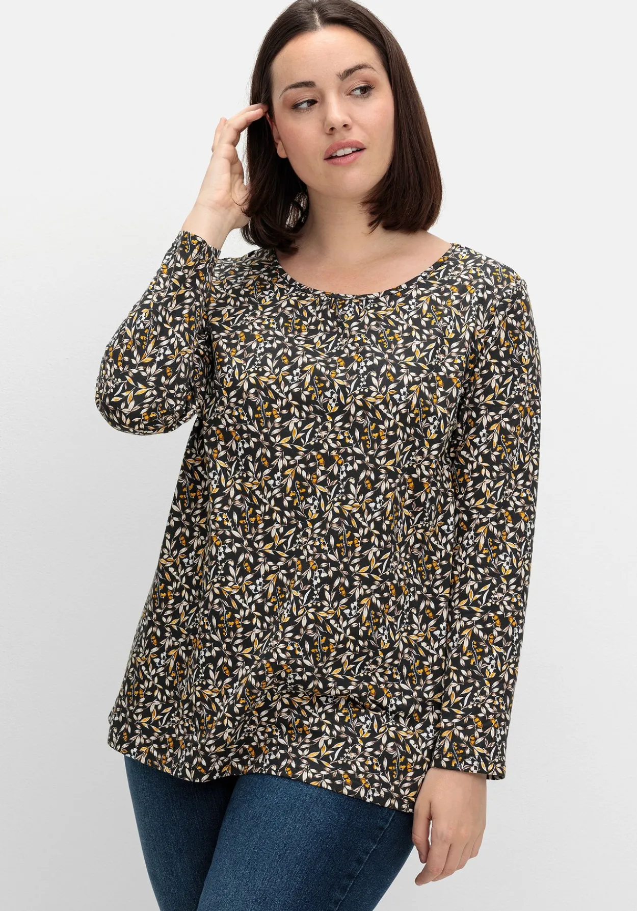 Langarmshirt aus Jersey mit Minimalprint<sheego Outlet