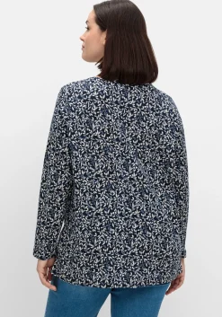 Langarmshirt aus Jersey mit Minimalprint<sheego Outlet