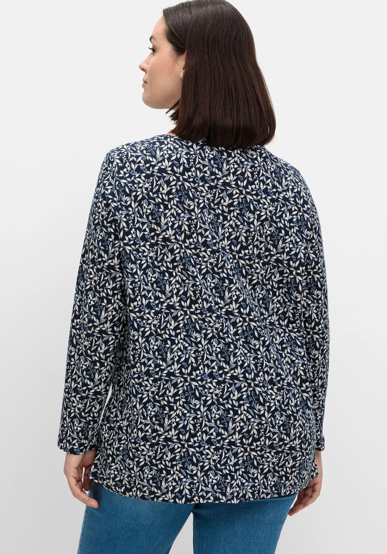 Langarmshirt aus Jersey mit Minimalprint<sheego Outlet