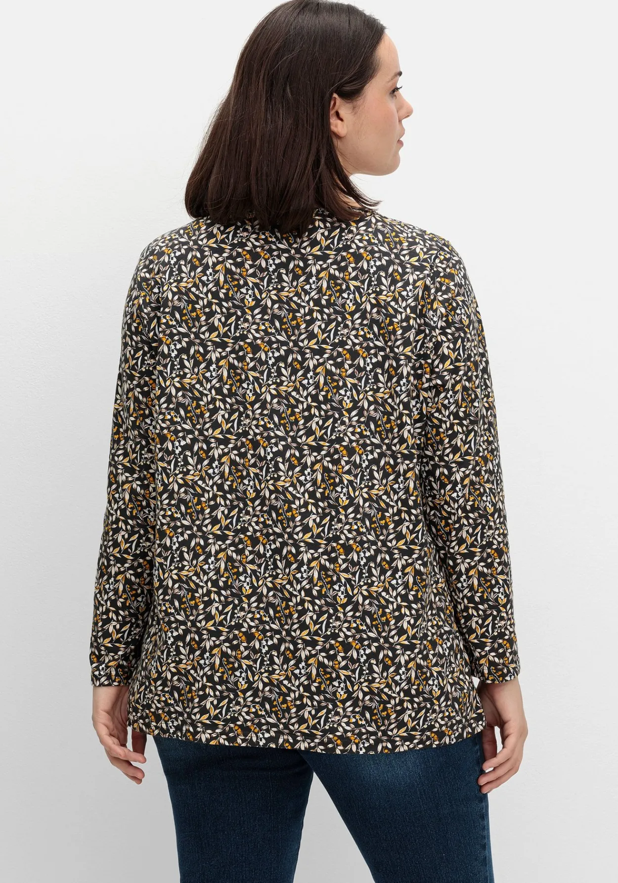 Langarmshirt aus Jersey mit Minimalprint<sheego Outlet