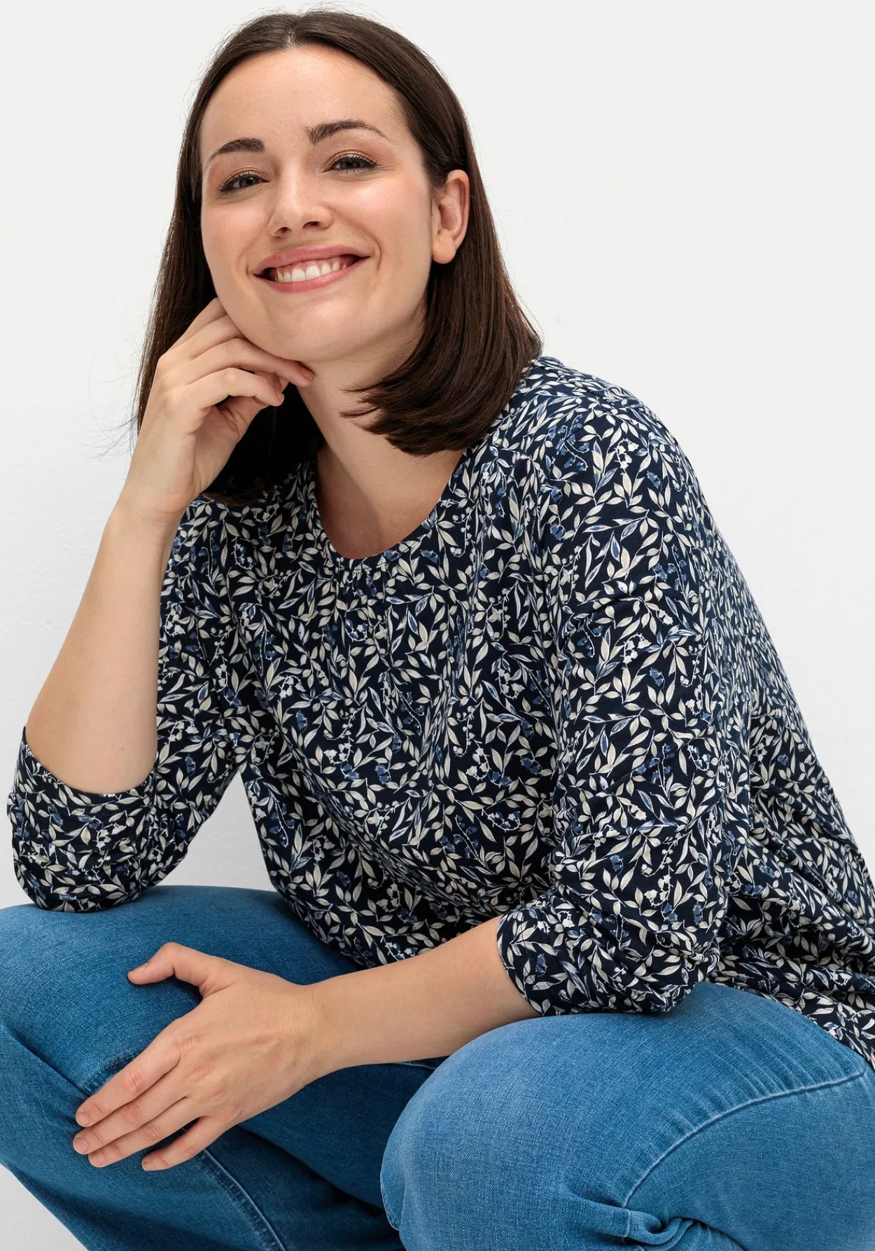 Langarmshirt aus Jersey mit Minimalprint<sheego Outlet