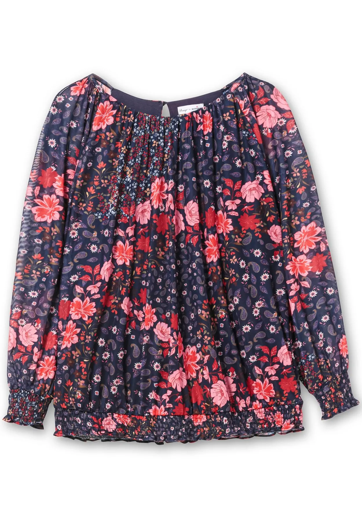 Langarmshirt aus Mesh mit Blumendruck<sheego by Joe Browns Hot