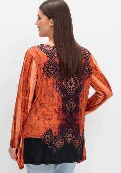 Langarmshirt im Ethno-Stil, mit Zipfelsaum<sheego Fashion
