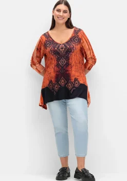 Langarmshirt im Ethno-Stil, mit Zipfelsaum<sheego Fashion
