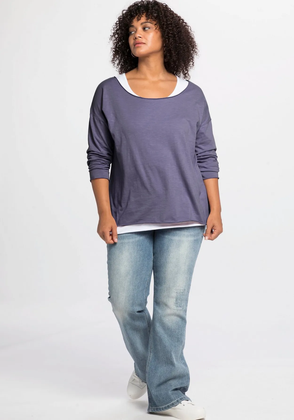 Langarmshirt im Layeringlook, mit Rollkanten<sheego by Joe Browns Discount