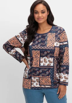 Langarmshirt im Patchwork-Mustermix<sheego Online