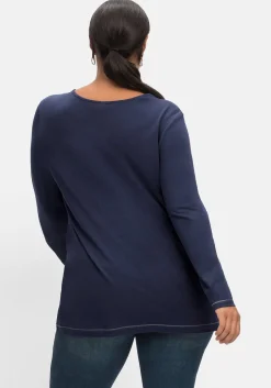 Langarmshirt in A-Linie, mit Falte vorn und Effektgarn<sheego Clearance