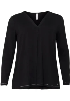 Langarmshirt in A-Linie, mit Falte vorn und Effektgarn<sheego Outlet