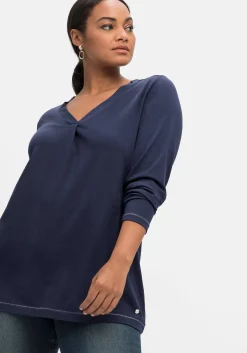 Langarmshirt in A-Linie, mit Falte vorn und Effektgarn<sheego Clearance