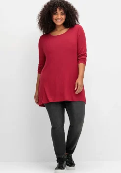 Langarmshirt in leichter A-Linie, mit Rundhalsausschnitt<sheego Hot