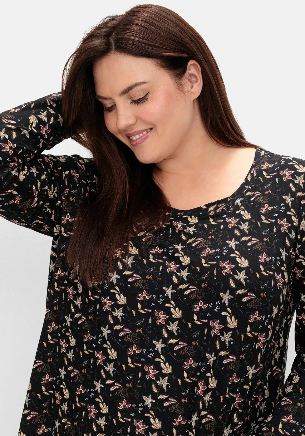 Langarmshirt mit Alloverdruck, in A-Linie<sheego Discount