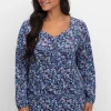 Langarmshirt mit Alloverprint und Herz-Ausschnitt<sheego Sale