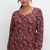 Langarmshirt mit Alloverprint und Herz-Ausschnitt<sheego Online