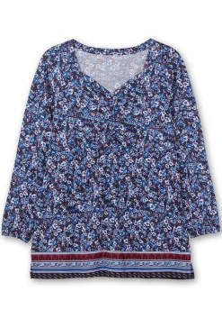 Langarmshirt mit Alloverprint und Herz-Ausschnitt<sheego Sale