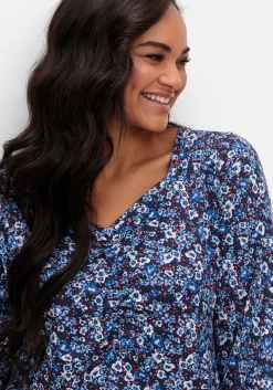 Langarmshirt mit Alloverprint und Herz-Ausschnitt<sheego Sale