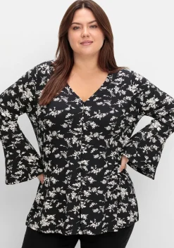 Langarmshirt mit Biesen und Volantärmeln<sheego by Joe Browns Clearance