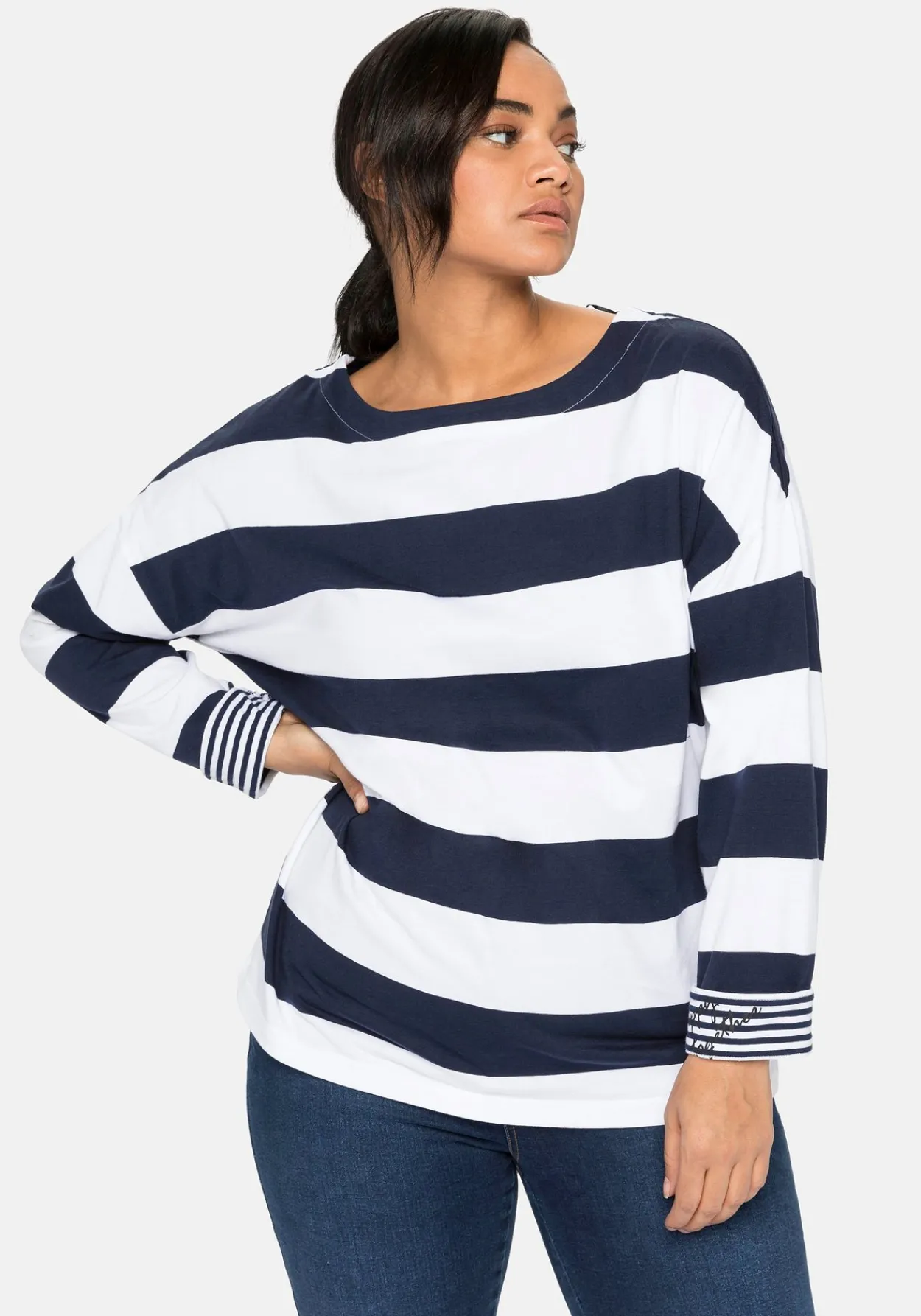 Langarmshirt mit Blockstreifen und U-Boot-Ausschnitt<sheego Best