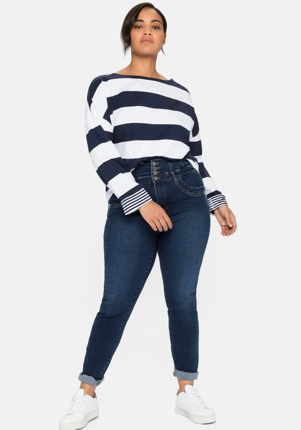 Langarmshirt mit Blockstreifen und U-Boot-Ausschnitt<sheego Best