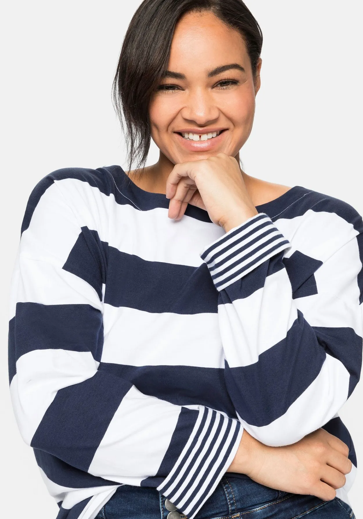Langarmshirt mit Blockstreifen und U-Boot-Ausschnitt<sheego Best