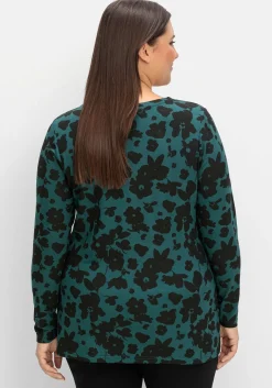 Langarmshirt mit Blumendruck und V-Ausschnitt<sheego New