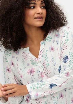 Langarmshirt mit Blumenmuster und Knopfleiste<sheego Best