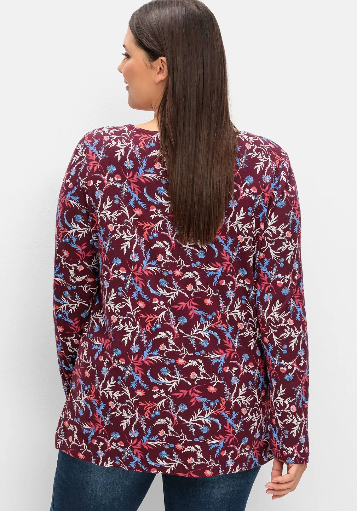Langarmshirt mit floralem Alloverdruck<sheego Discount