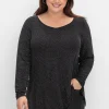 Langarmshirt mit Glitzereffekt, in A-Linie<sheego Online