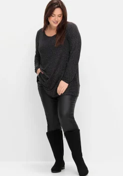 Langarmshirt mit Glitzereffekt, in A-Linie<sheego Online