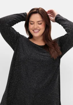 Langarmshirt mit Glitzereffekt, in A-Linie<sheego Online