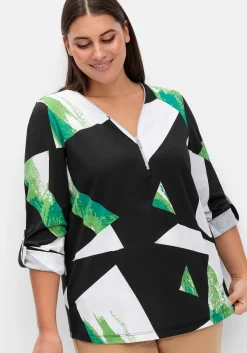 Langarmshirt mit Grafikprint und Krempelfunktion<sheego Hot